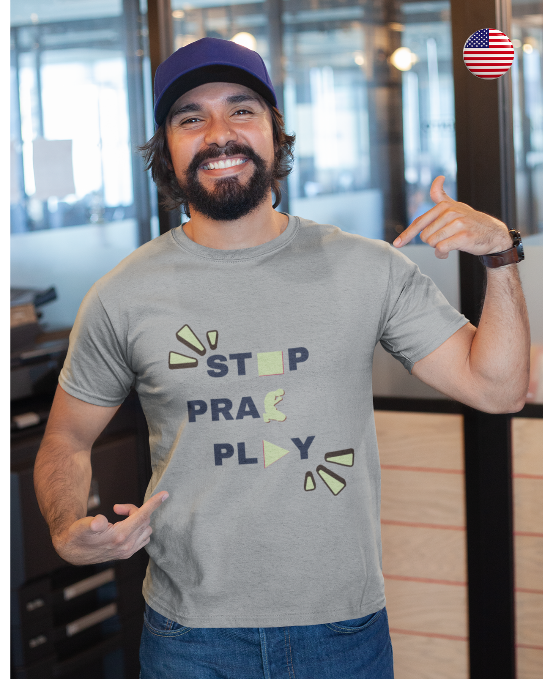 Camiseta Unisex "Stop Pray Play" 