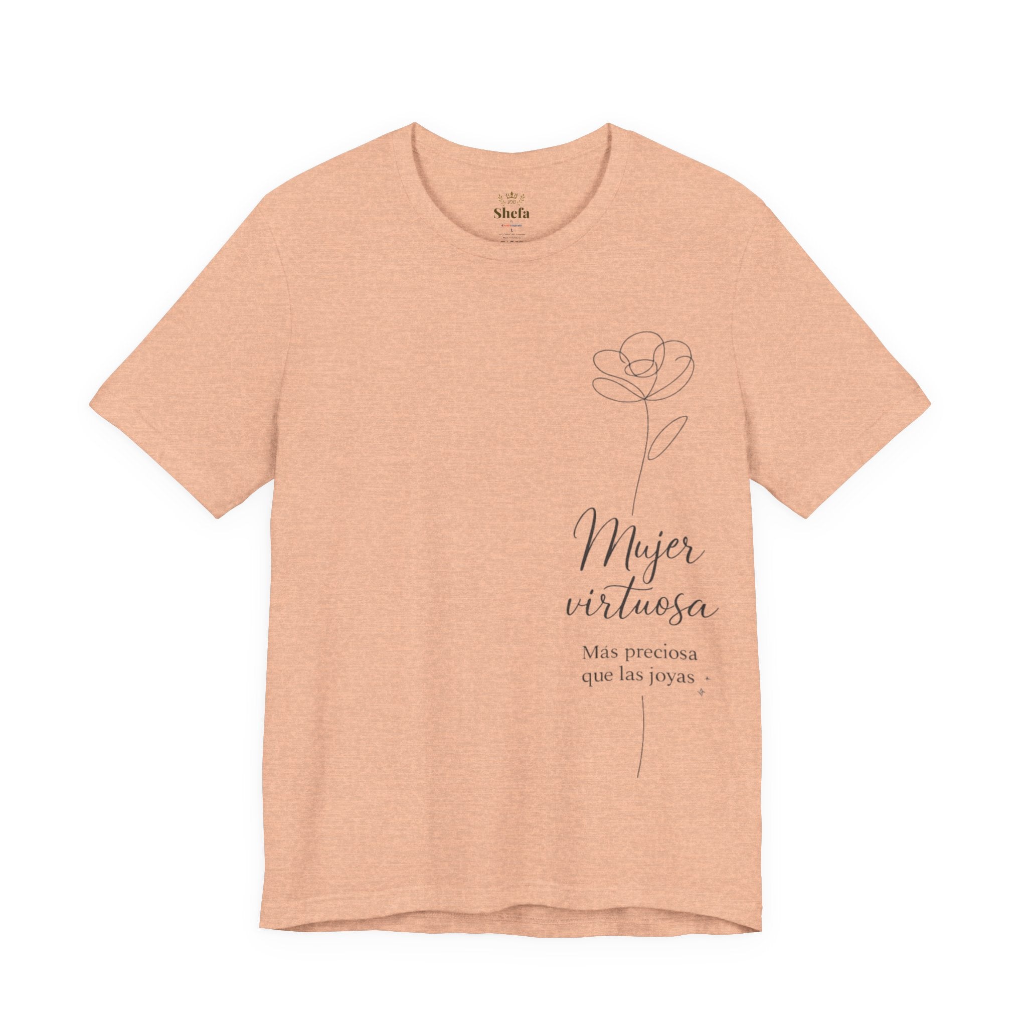 Camiseta "Mujer Virtuosa" Soft-Cotton | Colección Iyar (Diseño Lateral)
