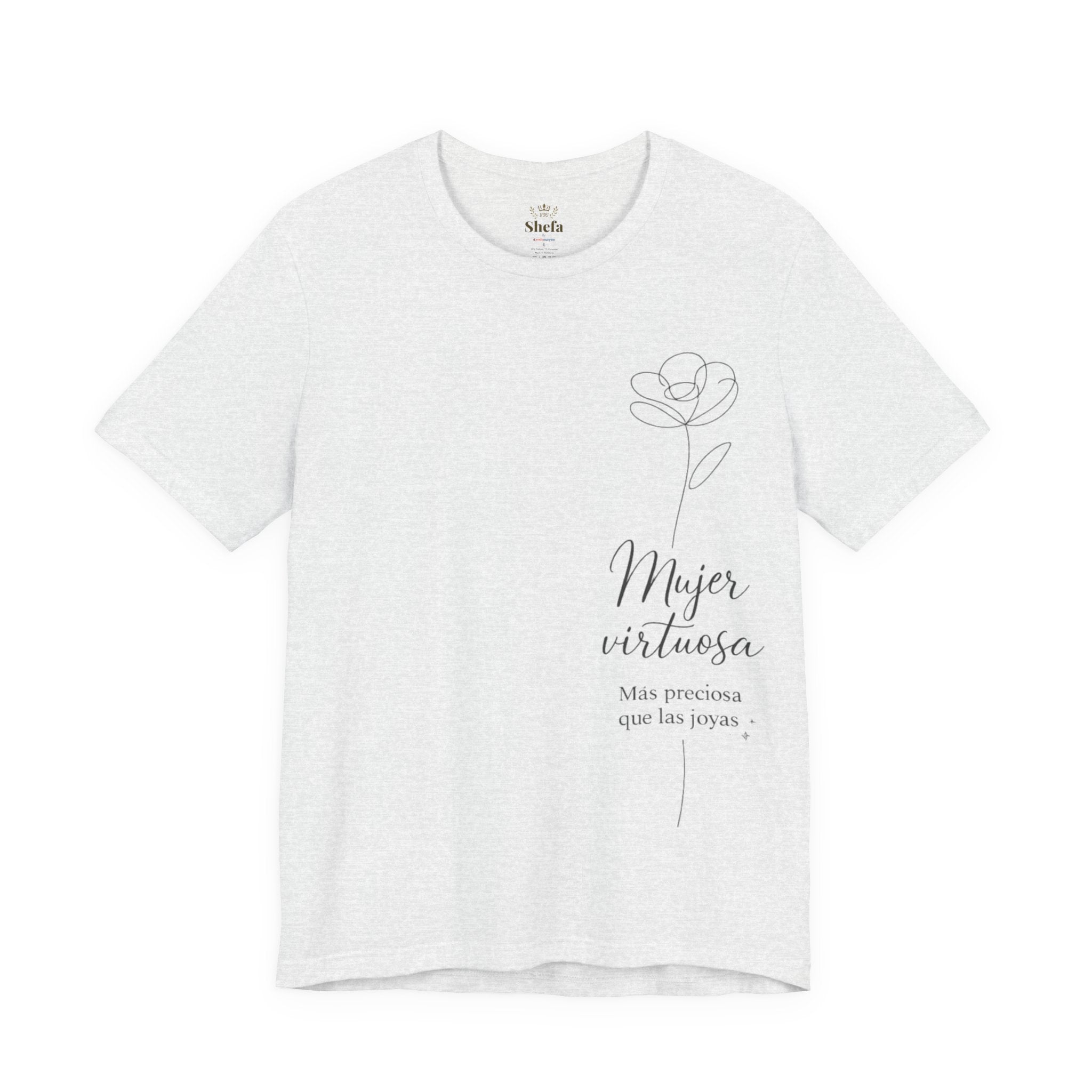 Camiseta "Mujer Virtuosa" Soft-Cotton | Colección Iyar (Diseño Lateral)
