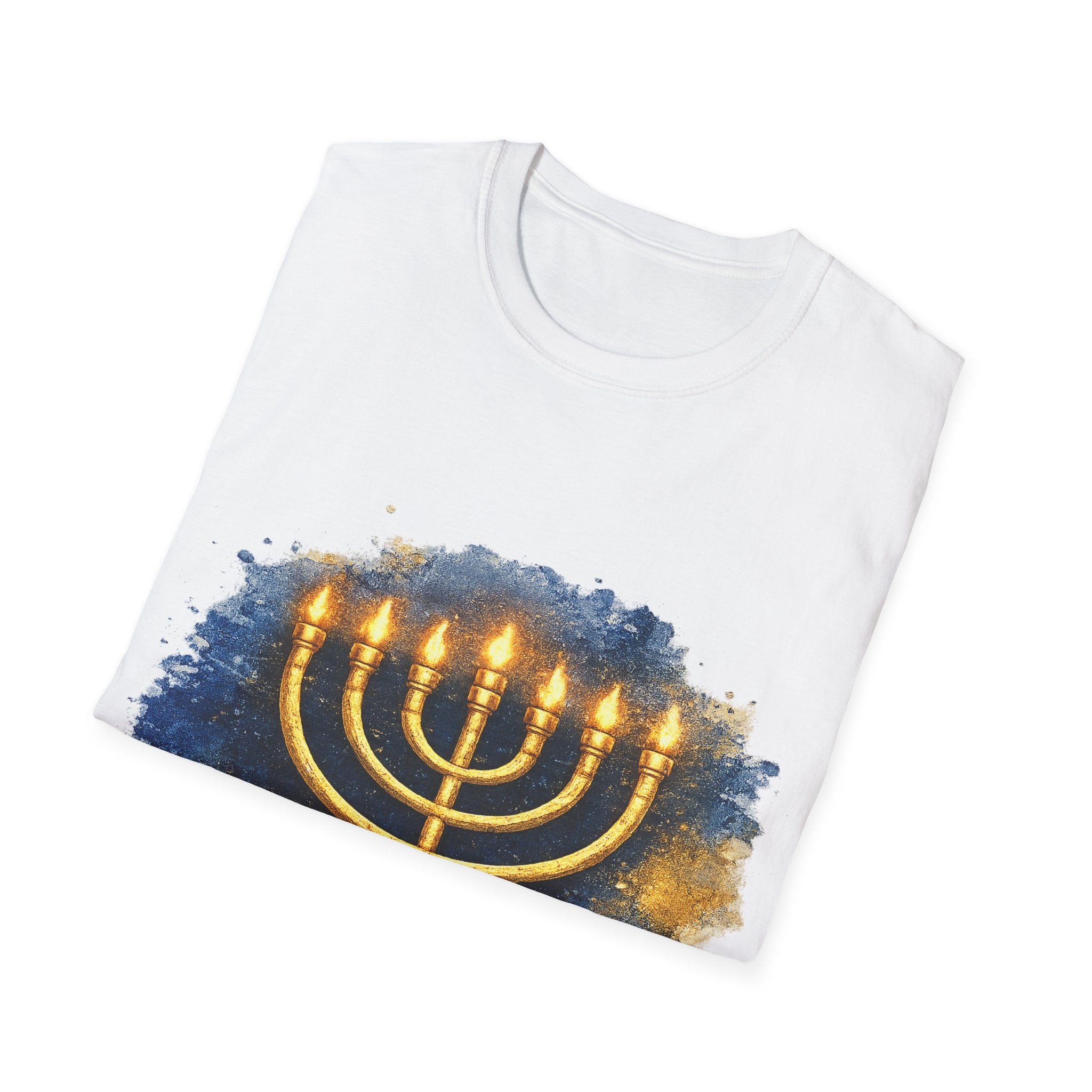 Menorah T-Shirt – Camiseta Judía con Diseño Dorado | Identidad, Luz y Propósito