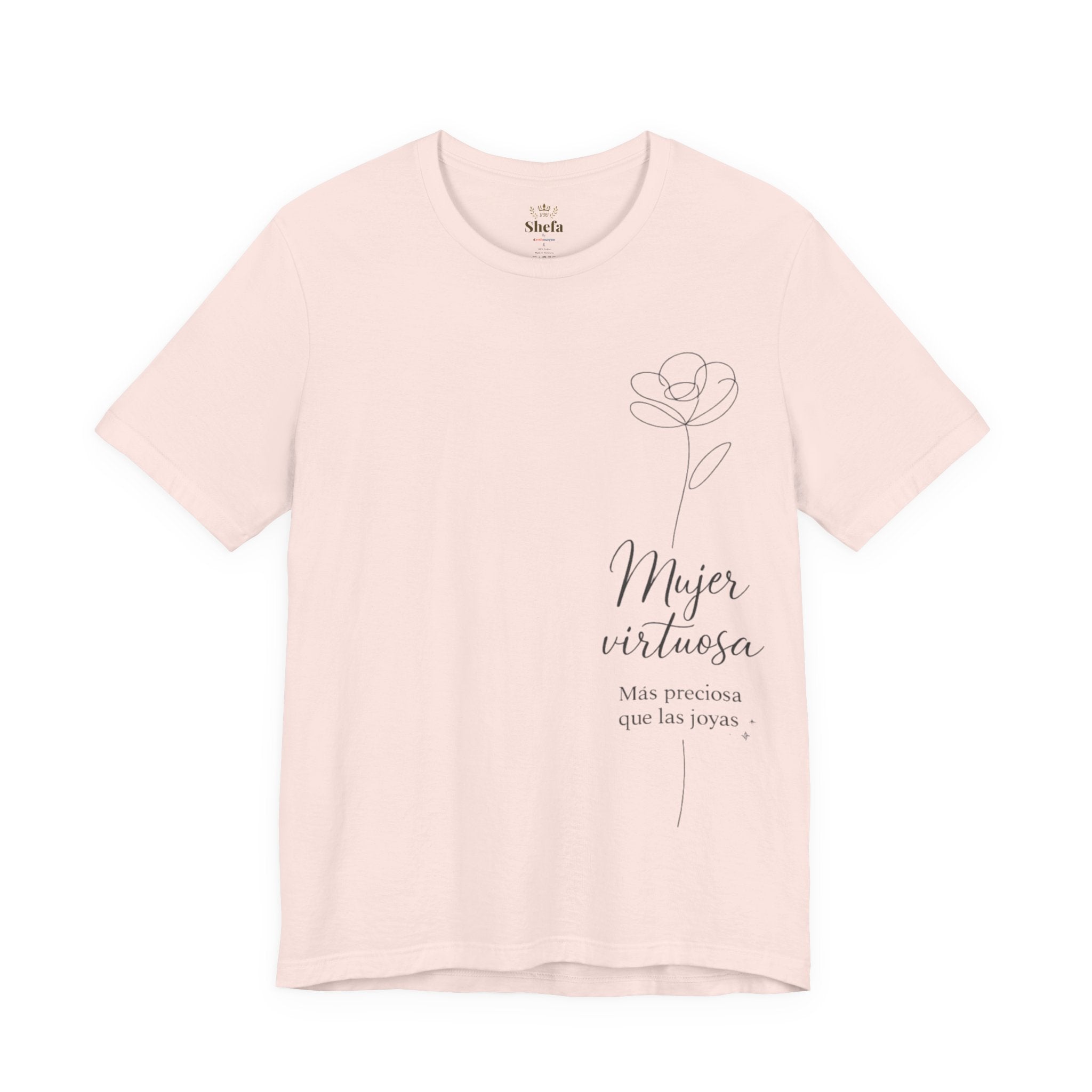 Camiseta "Mujer Virtuosa" Soft-Cotton | Colección Iyar (Diseño Lateral)