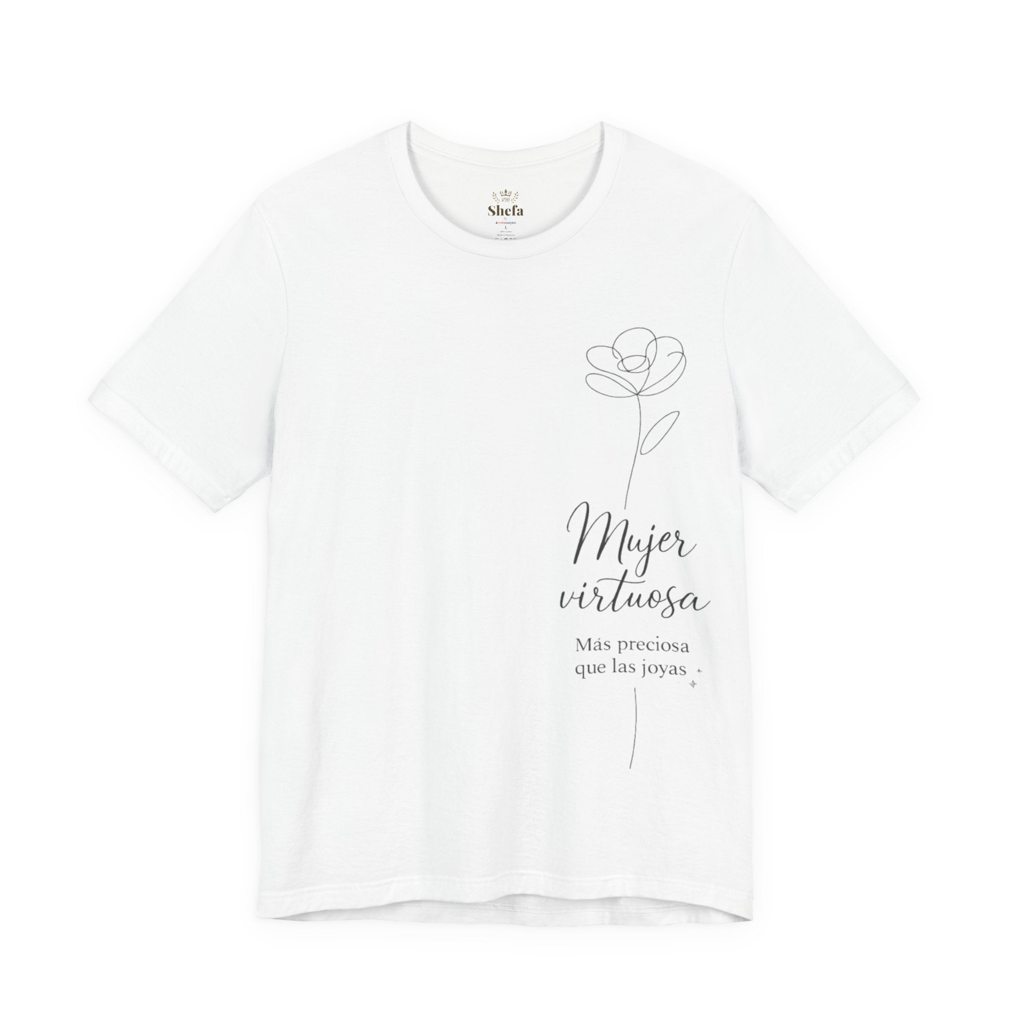 Camiseta "Mujer Virtuosa" Soft-Cotton | Colección Iyar (Diseño Lateral)