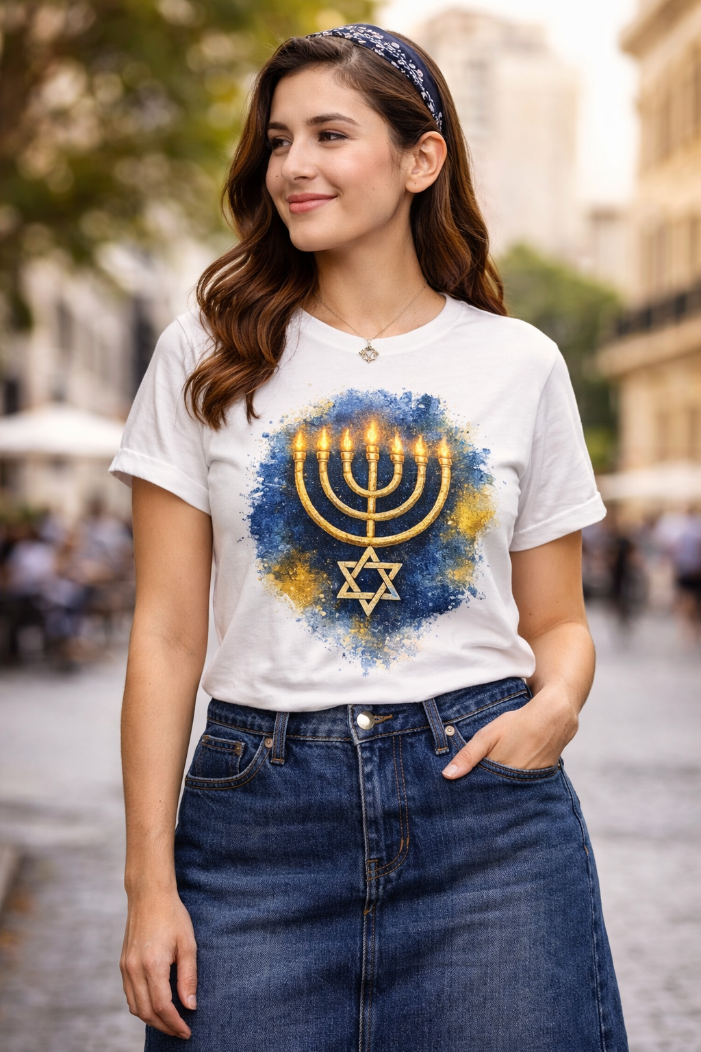 Menorah T-Shirt – Camiseta Judía con Diseño Dorado | Identidad, Luz y Propósito