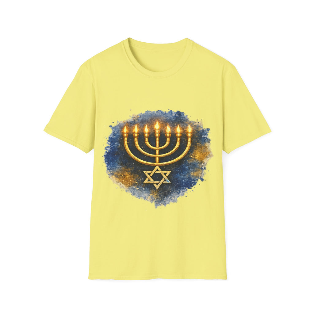 Menorah T-Shirt – Camiseta Judía con Diseño Dorado | Identidad, Luz y Propósito