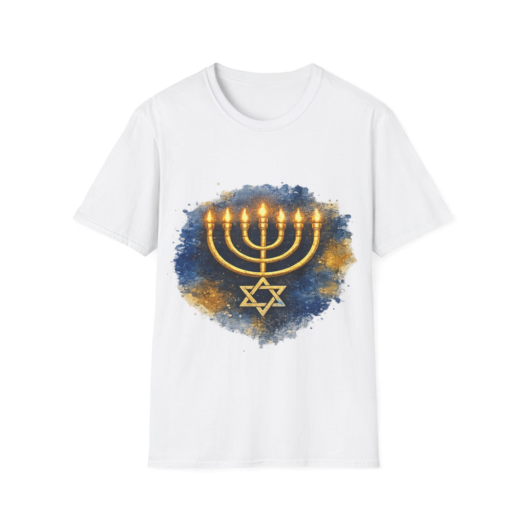 Menorah T-Shirt – Camiseta Judía con Diseño Dorado | Identidad, Luz y Propósito