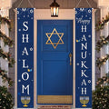Decoraciones de Hanukkah, Pancarta de Decoración de Puerta de Hanukkah, Pancartas Azules de Hanukkah, Letrero Colgante de Hanukkah para Hogar Exterior Interior Pared Puerta Delantera